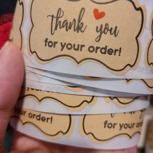 50 THANK YOU FOR YOUR ORDER Kraft Sticker 2" x 1" - Picture 2 of 6